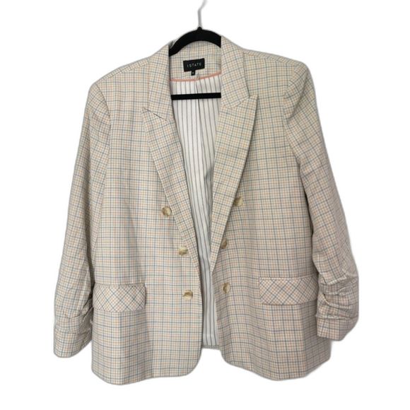 1. STATE Plaid Checkered Blazer Jacket Business Career Neutral Size XL NEW D10 - Picture 1 of 16